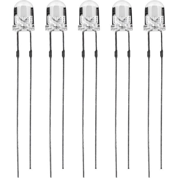 Main product image for 5-Pack 12V AC/DC 4mm 3089K Warm White Bare Wire LED 070-148
